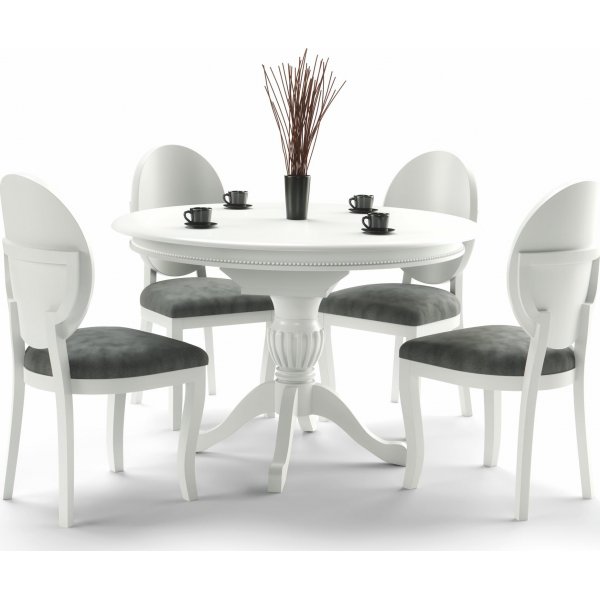 Dana vitt matbord 90-124 cm + Möbeltassar Dana vitt matbord 90-124 cm + Möbeltassar