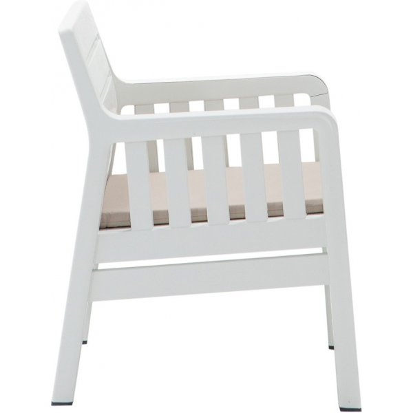 Lara loungegrupp med 2-sits soffa, 2 fåtöljer och bord - Vit Lara loungegrupp med 2-sits soffa, 2 fåtöljer och bord - Vit