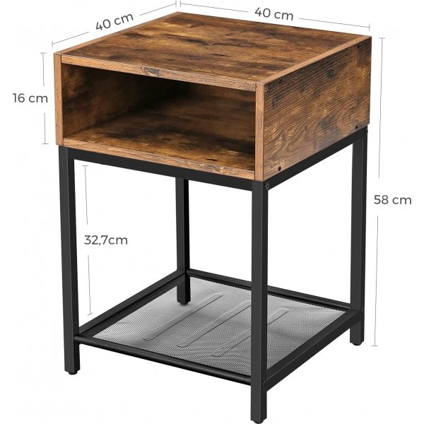 Nick bijzettafel 40 x 40 cm - Bruin/zwart