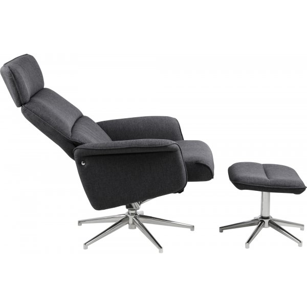 Fauteuil inclinable Alura avec repose-pieds - Gris/chrome Fauteuil inclinable Alura avec repose-pieds - Gris/chrome