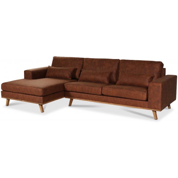 Canapé divan gauche Ranger - Cognac (aspect cuir) / Chêne Canapé divan gauche Ranger - Cognac (aspect cuir) / Chêne