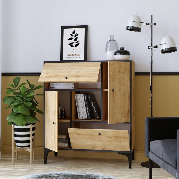 Armoire Pera - Chêne saphir/noir Armoire Pera - Chêne saphir/noir