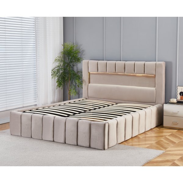 Bedframe met LED-verlichting 180x200 cm + Textielreiniging voor meubels Bedframe met LED-verlichting 180x200 cm + Textielreiniging voor meubels