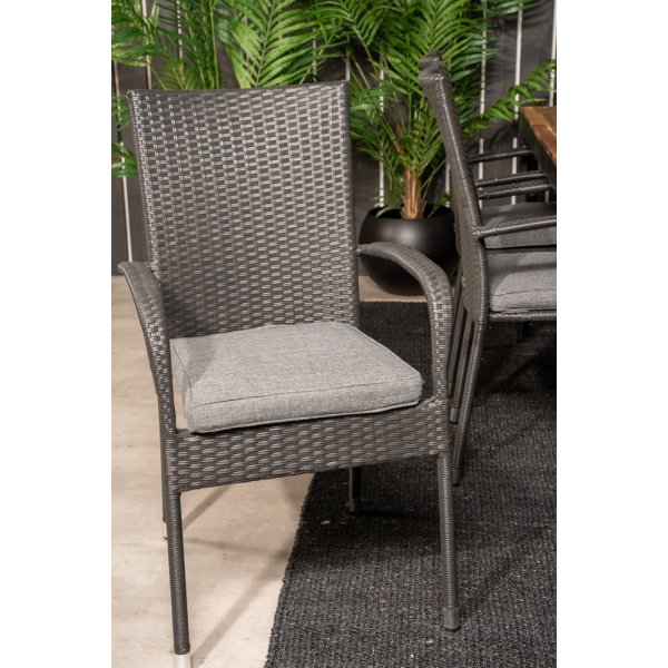 Bois utematgrupp med 6 st Anna stolar - Svart/Natur