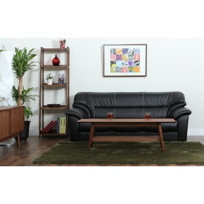 Dominic 3-sits soffa - Svart konstlder + Flckborttagare fr mbler