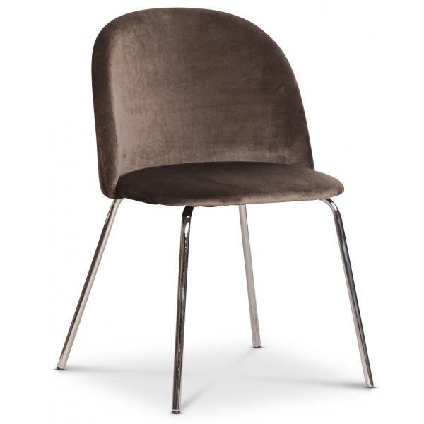 Giovani velvet stol - Mullvadsbrun/Krom