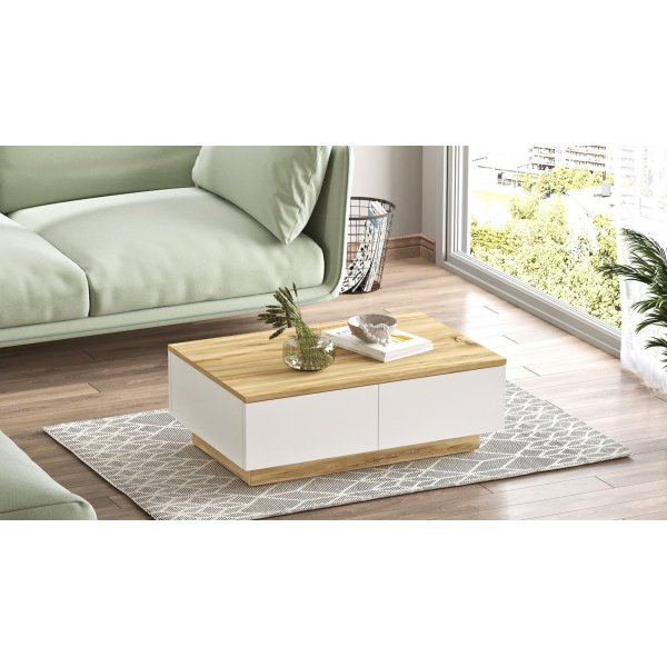 Luvio soffbord 17, 90x60 cm - Ek/vit Luvio soffbord 17, 90x60 cm - Ek/vit
