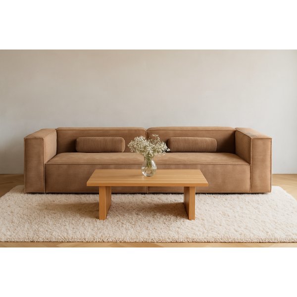 Soffa Madison XL 300 cm - Ljusbrun bredrandig manchester