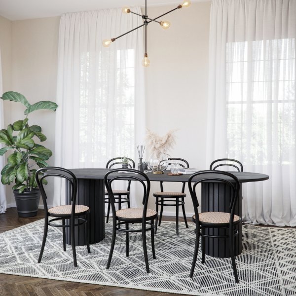 No 14 matstol med rottingsits - Svart No 14 matstol med rottingsits - Svart