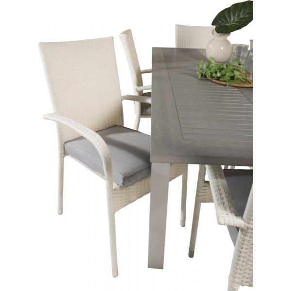 Albany utematgrupp med 6 st Anna stolar - Vit/Gr