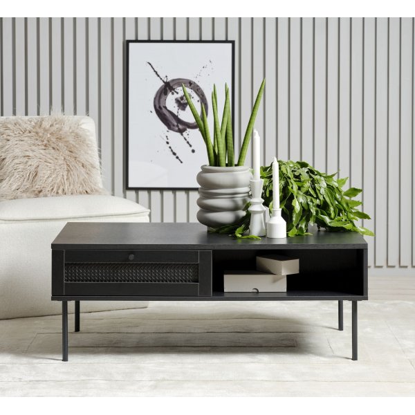 Table basse noire avec tiroir Menu 110x60 cm Table basse noire avec tiroir Menu 110x60 cm