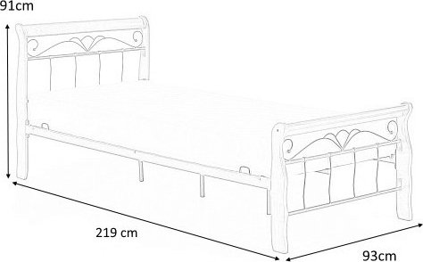 Anika 90x200 cm bedframe - antiek kersen/zwart Anika 90x200 cm bedframe - antiek kersen/zwart