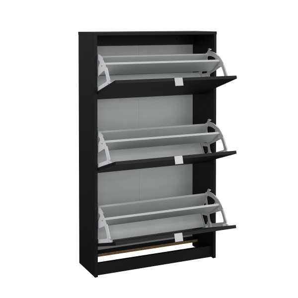 Skoskåp med 3 lutbara dörrar - Matt svart Skoskåp med 3 lutbara dörrar - Matt svart