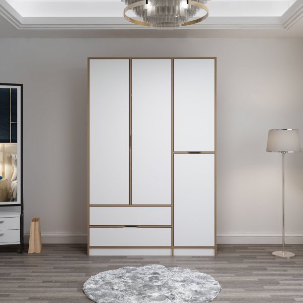 Armoire Elina 140 x 52 x 208 cm - Blanc/marron Armoire Elina 140 x 52 x 208 cm - Blanc/marron