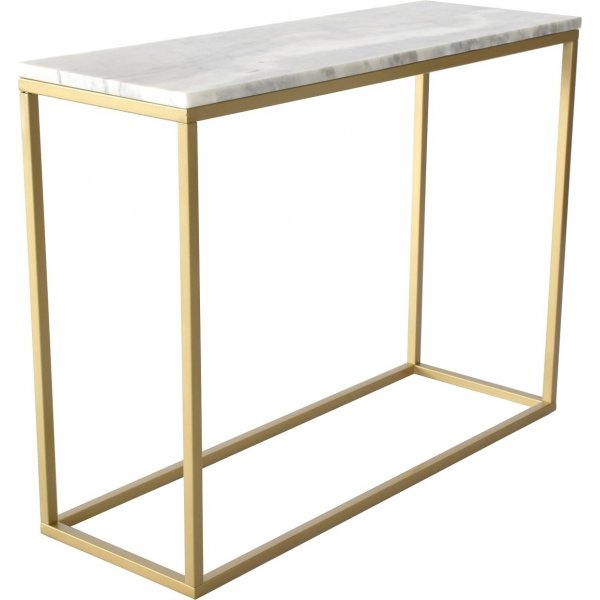 Accent konsolbord 100 x 35 cm - Vit marmor & mssingsfrgat