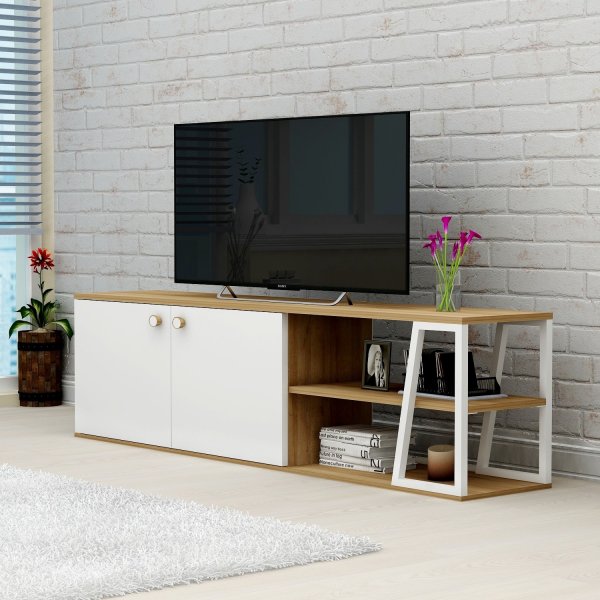 Larina TV-bänk - Vit/ek Larina TV-bänk - Vit/ek