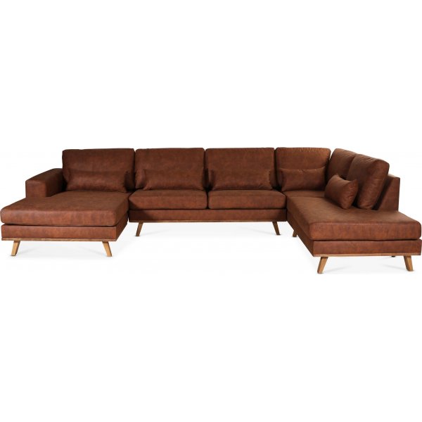 Ranger U-soffa med ppet avslut hger - Cognac (Lderutseende) / EK