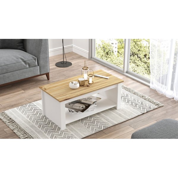 Luvio soffbord 14, 100x50 cm - Ek/vit Luvio soffbord 14, 100x50 cm - Ek/vit