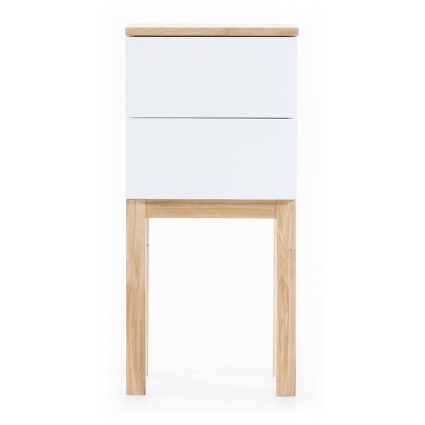 Sängbord vit med ek 75 cm Sängbord vit med ek 75 cm