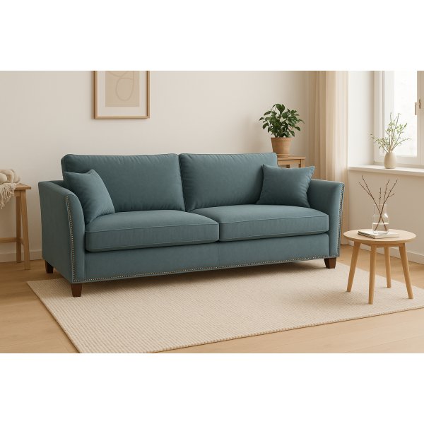 Soffa Liberty 3-sits med nitar - Blågrön Soffa Liberty 3-sits med nitar - Blågrön