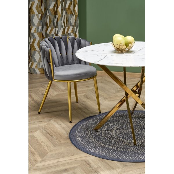 Raymond matbord Ø100 cm - Vit marmor/guld Raymond matbord Ø100 cm - Vit marmor/guld