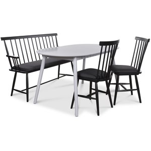 Småland matgrupp - Grått bord med 2 st Småland pinnstolar och 1 st Småland pinnsoffa - Grå / Svart Småland matgrupp - Grått bord med 2 st Småland pinnstolar och 1 st Småland pinnsoffa - Grå / Svart
