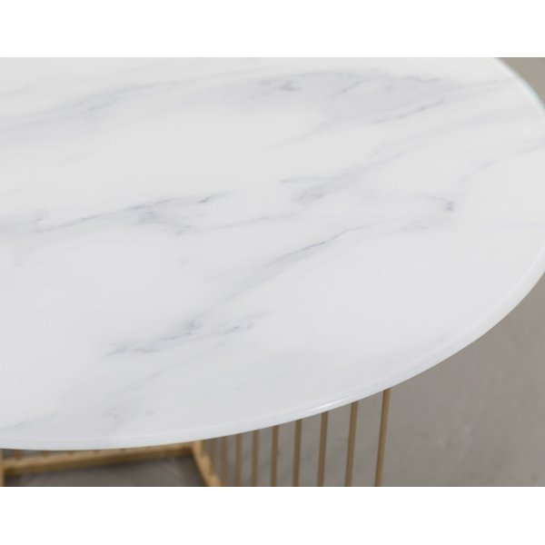 Tiffany Falcon soffbord Ø100 cm - Mässing / Vitt marmorglas Tiffany Falcon soffbord Ø100 cm - Mässing / Vitt marmorglas