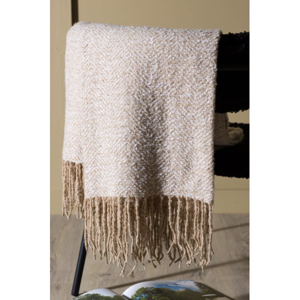 Ljung pläd 130x170 cm - Beige/vit Ljung pläd 130x170 cm - Beige/vit