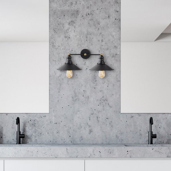 Conische wandlamp 12190 - Zwart