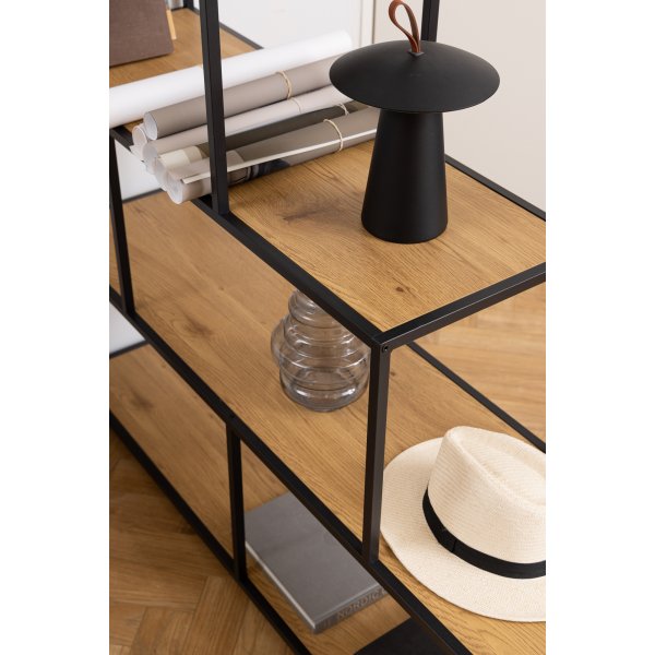 Seaford bokhylla 135x150 cm - Ek/svart