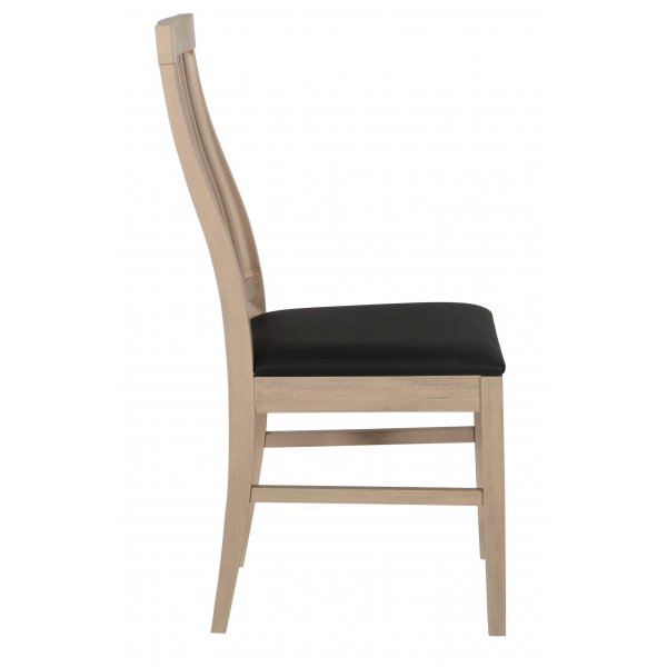 Chaise de salle à manger en granit blanchi à la chaux avec siège en PU noir Chaise de salle à manger en granit blanchi à la chaux avec siège en PU noir