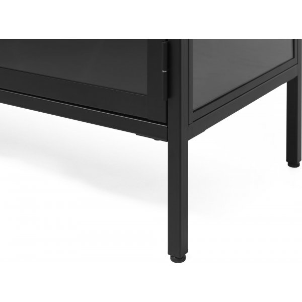 Meuble TV Toddy noir avec portes vitrées Meuble TV Toddy noir avec portes vitrées