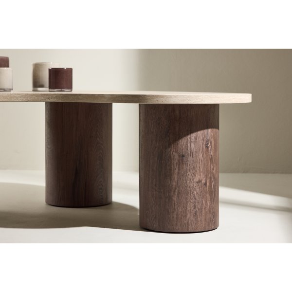 Megg soffbord 130x78 cm - Mocca / Travertin