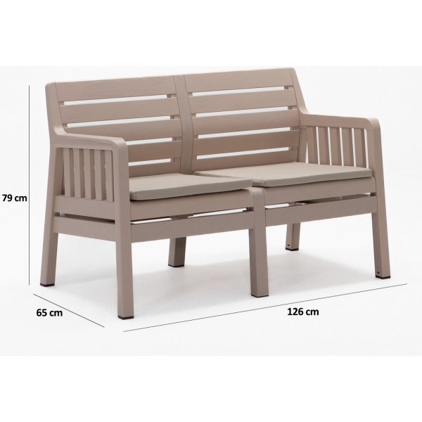 Groupe salon Lara avec canapé 2 places, 2 fauteuils et table - Cappuccino Groupe salon Lara avec canapé 2 places, 2 fauteuils et table - Cappuccino