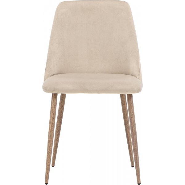 Matstol beige sammet med ekben Matstol beige sammet med ekben