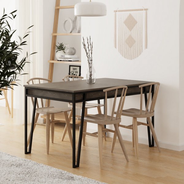 Pal matbord 132-170 cm - Mrkbrun