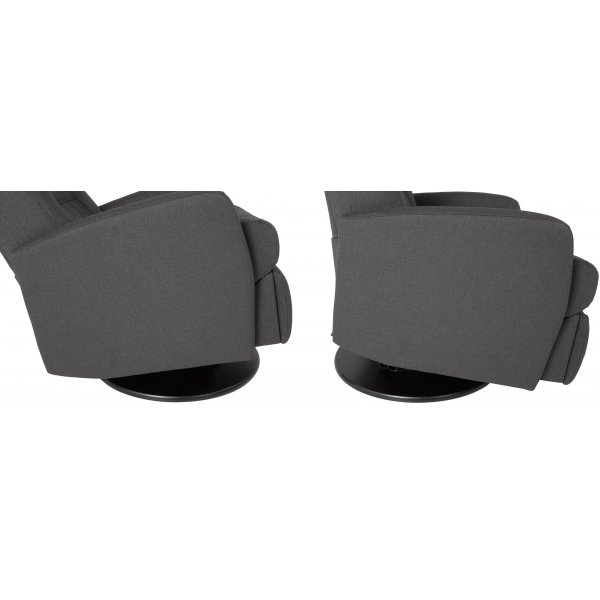 Frans reclinerfåtölj med gungfunktion och snurr - Grå tyg Frans reclinerfåtölj med gungfunktion och snurr - Grå tyg