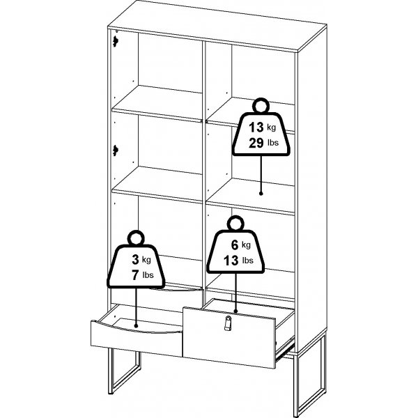 Stoppelvitrinekast - Zwart/eiken Stoppelvitrinekast - Zwart/eiken