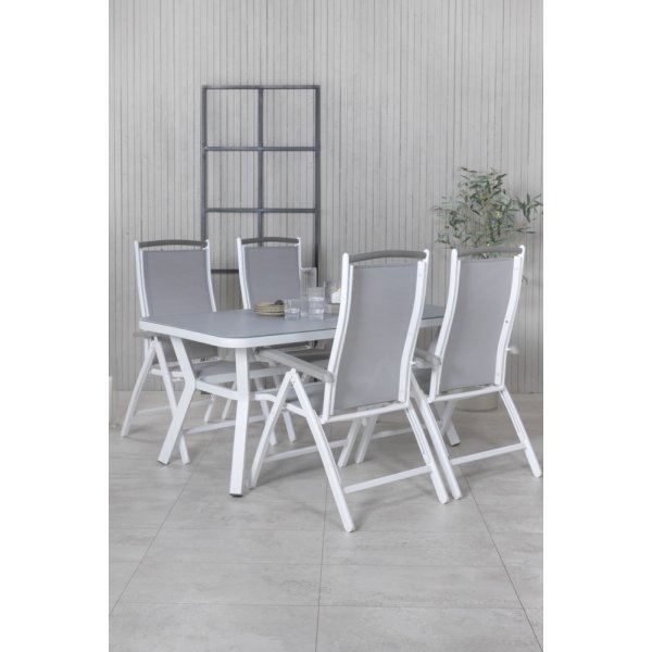 Ensemble de salle  manger d'extrieur Virya avec 4 chaises Albany - Gris/Blanc