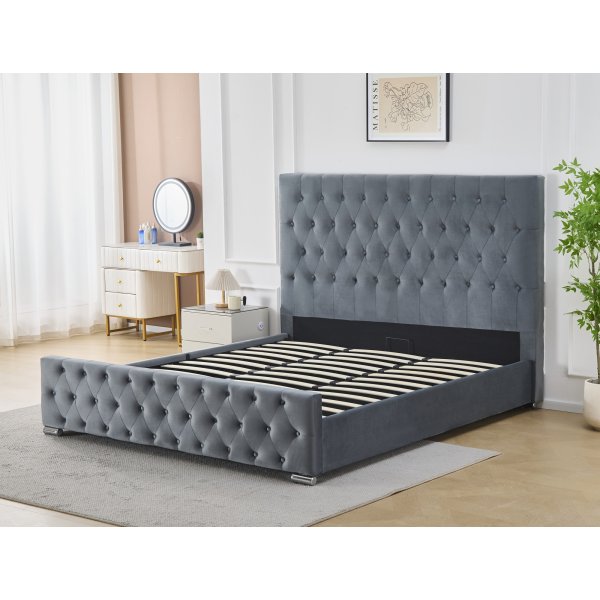 Sängram med sänggavel 180 x 200 cm - Grå Sängram med sänggavel 180 x 200 cm - Grå