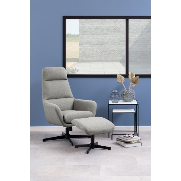 Fauteuil Trafford avec repose-pieds - Gris clair