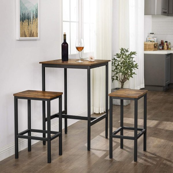 Table de bar Gunnar 60 x 60 cm - Marron/noir