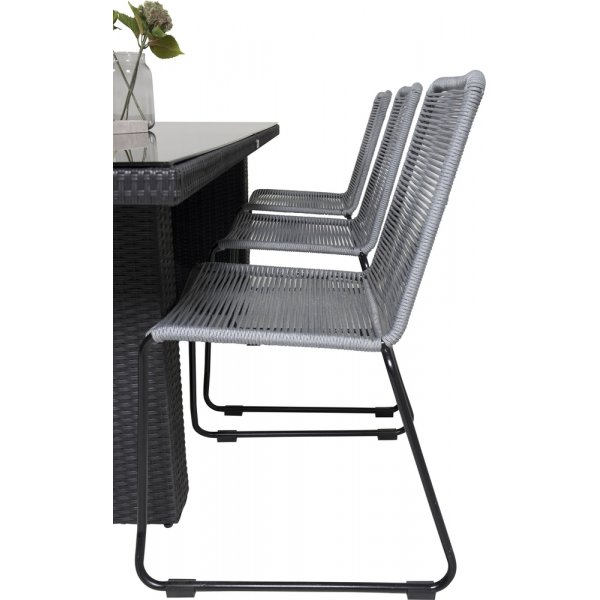 Padova utematgrupp med 6 st Lindos stolar - Svart/Grå Padova utematgrupp med 6 st Lindos stolar - Svart/Grå