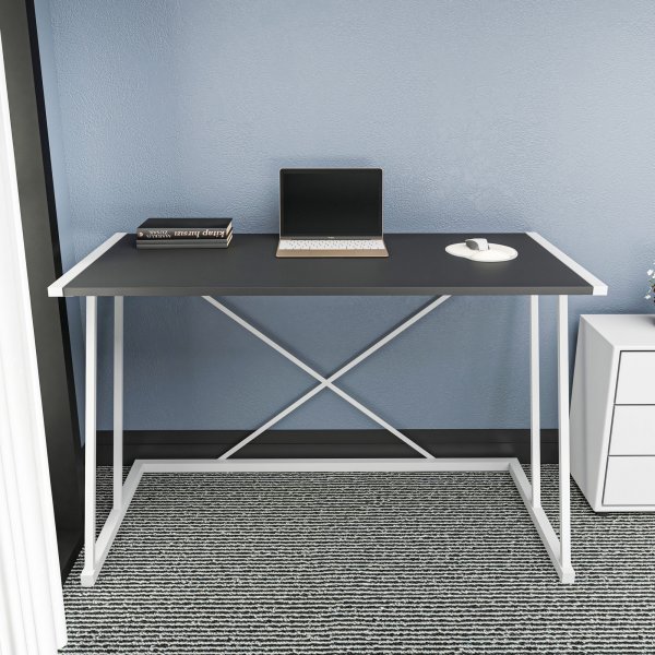 Bureau Adélaïde 114 x 60 cm - Blanc/anthracite Bureau Adélaïde 114 x 60 cm - Blanc/anthracite