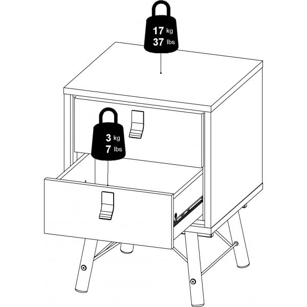 Ry sängbord - Svart/valnöt Ry sängbord - Svart/valnöt