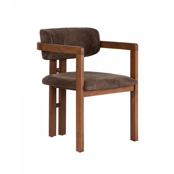 Karmstol Torpin i brun chenille och valn�t