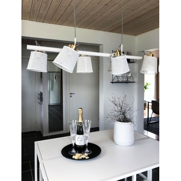 Frapino plafondlamp - Wit/mat messing