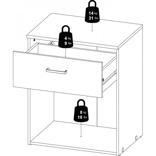 Space s�ngbord - Ek/vit