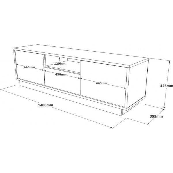 Luvio TV-bnk 3 - Ek/vit