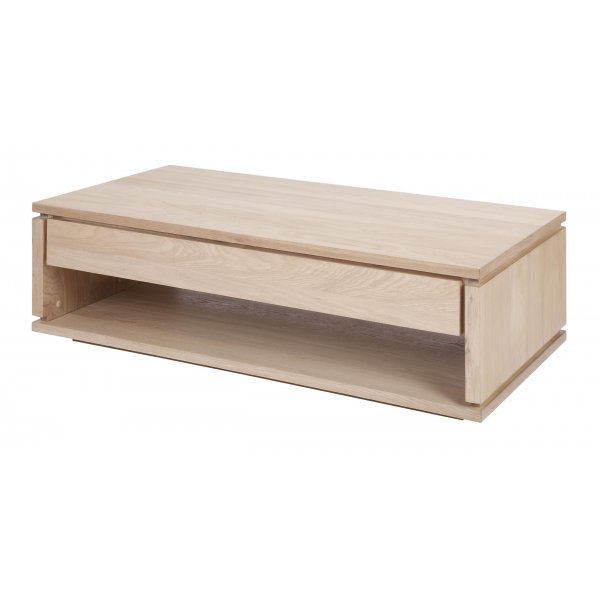 Tribeca soffbord med frvaring 120 cm - Vitpigmenterad ek